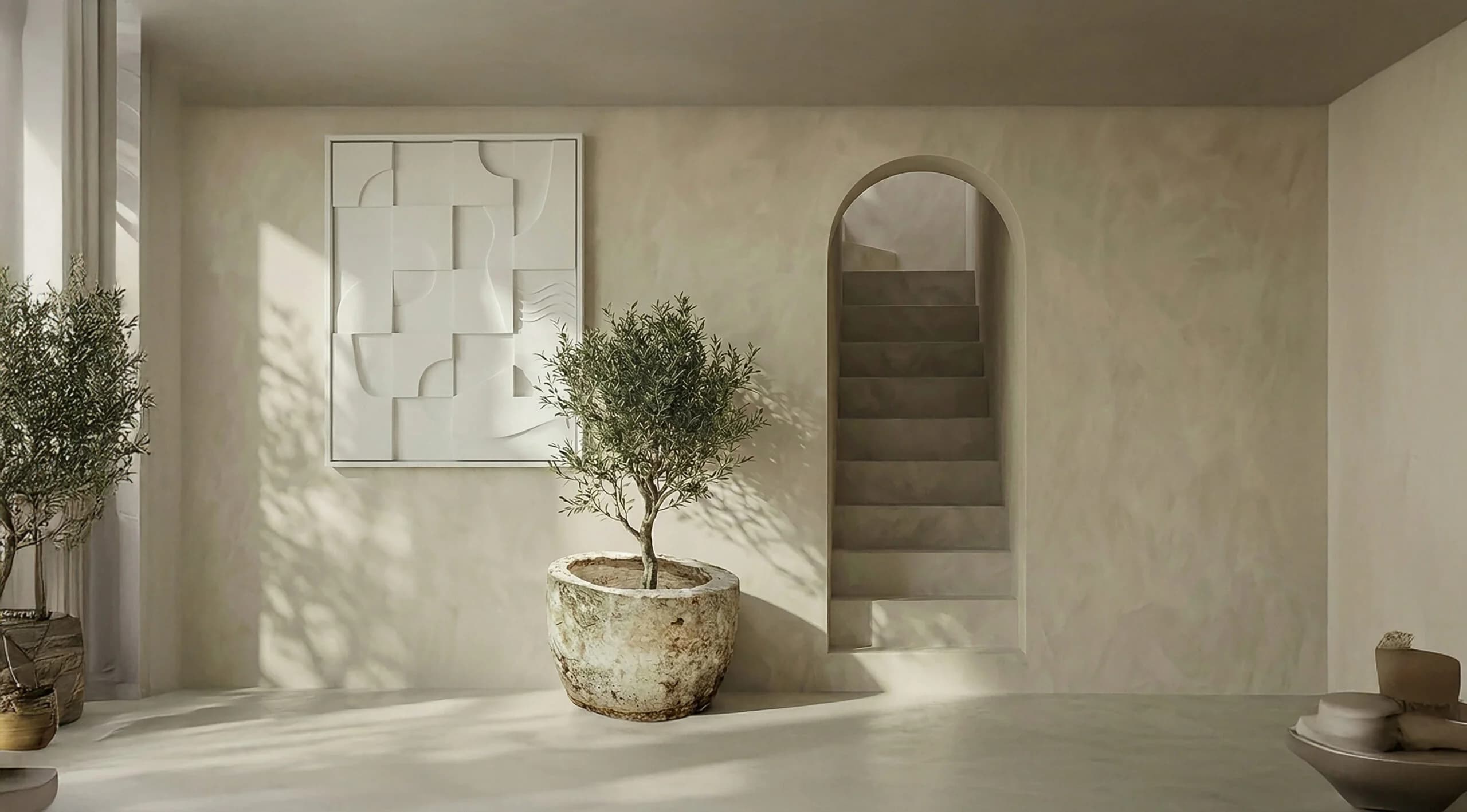 Natuurstenen pot in interieur